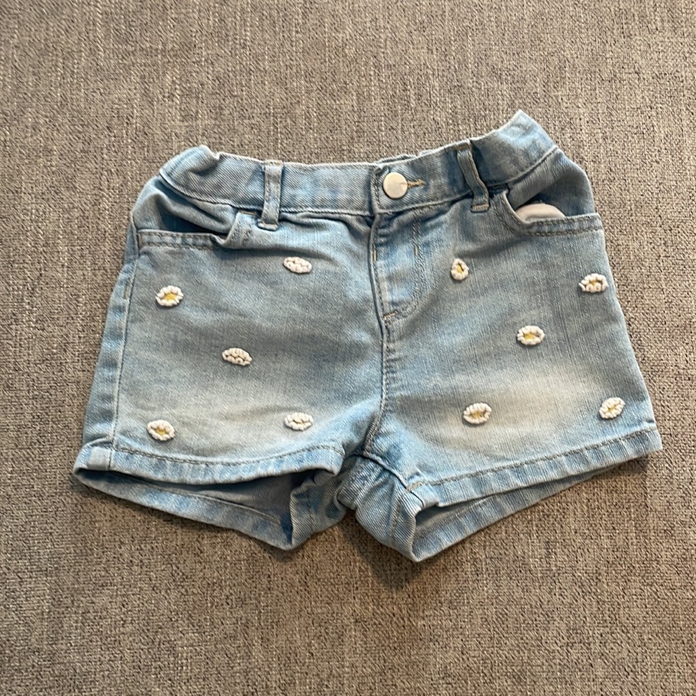 4t baby girl jean short with floral embroidery